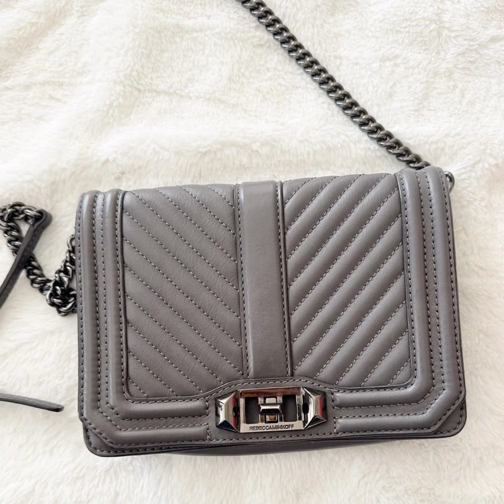 REBECCA MINKOFF Small Grey Love Crossbody purse handbag